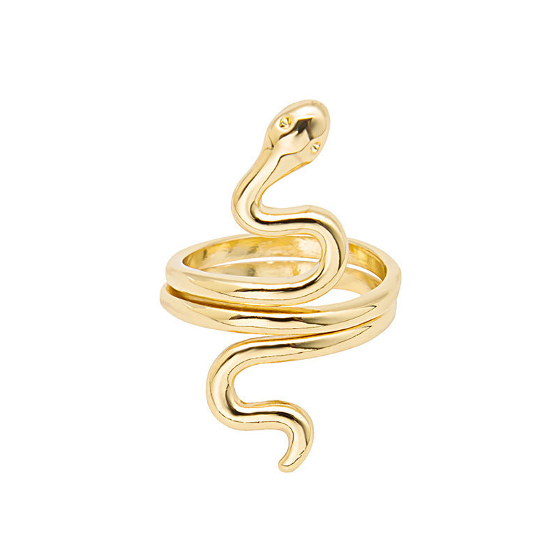 Collection Snake-shaped Animal Open Geometric Retro Rings
