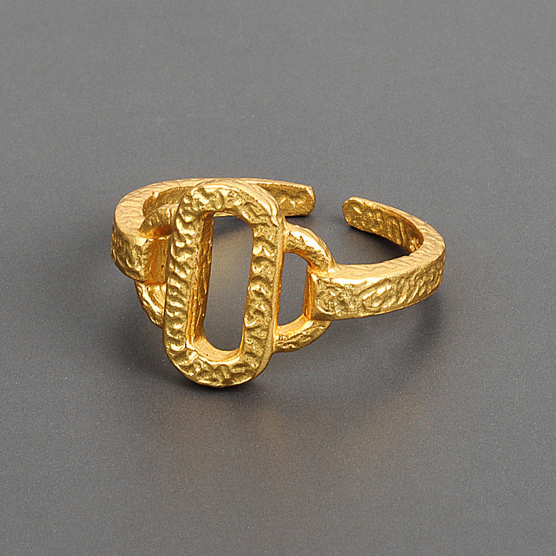 Niche Irregular Texture Hollow Female Temperament Rings