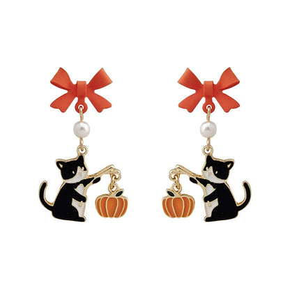 Halloween Pumpkin Lamp Ear Funny Creative Cute Earrings