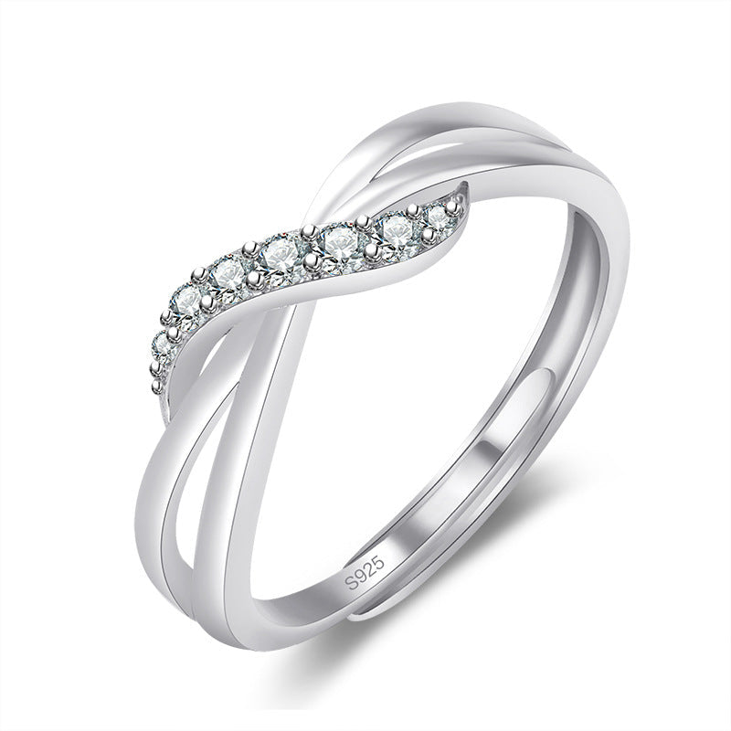 Full Diamond Wave Female Rose Gold Rings