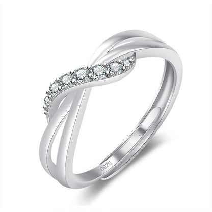 Full Diamond Wave Female Rose Gold Rings