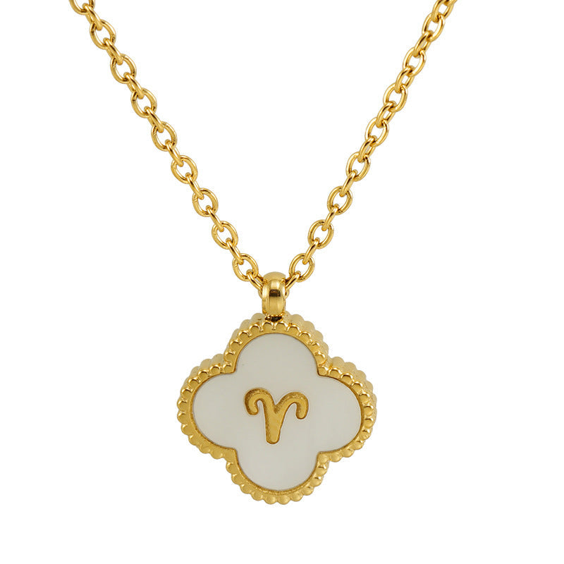 Titanium Steel Clover Shell Constellation Stainless Necklaces