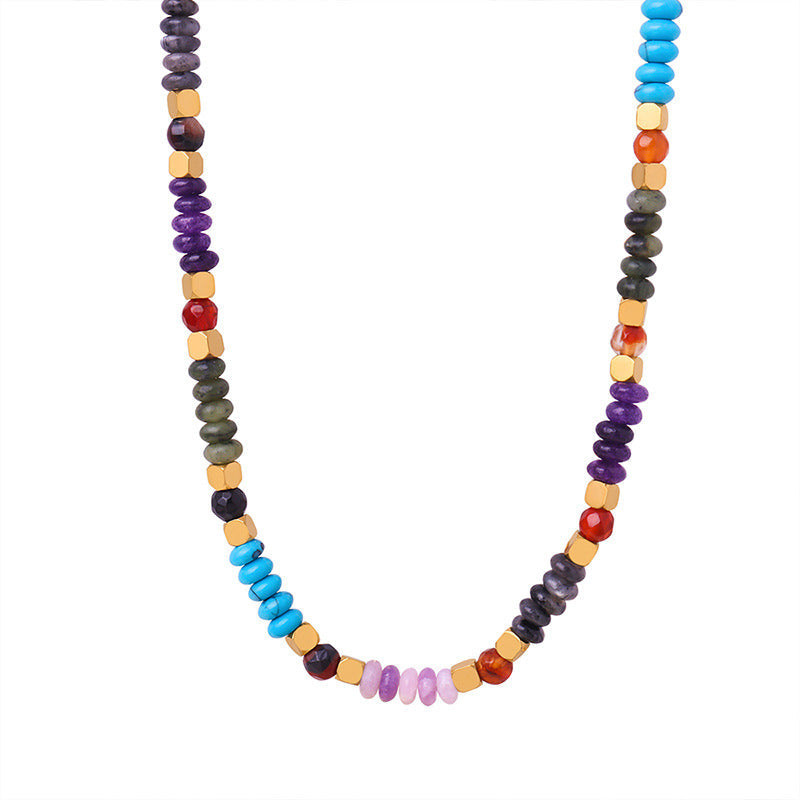 High-grade Light Luxury Mixed Color Natural Stone Abacus Necklaces