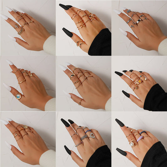 Yang Suit Geometric Rhinestone Pearl Dripping Rings