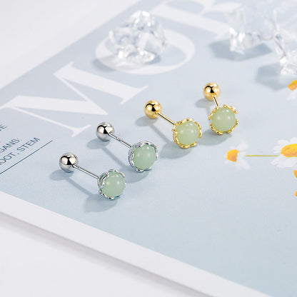 Jade Retro French High-grade Temperament Twist Earrings