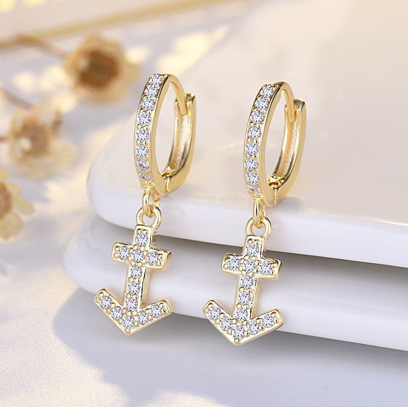 Sier Heart-shaped Ear Clip Female Fresh Refined Rhinestone Earrings
