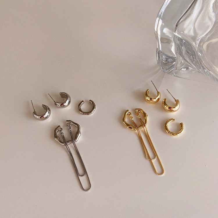 Women's Design Metal Chain Tassel Ear Clip Earrings