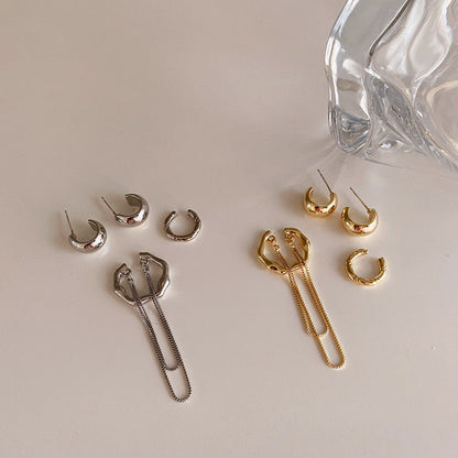 Women's Design Metal Chain Tassel Ear Clip Earrings