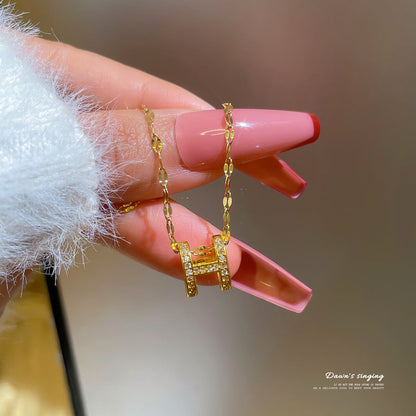 Titanium Steel High-grade Diamond Letter Female Necklaces