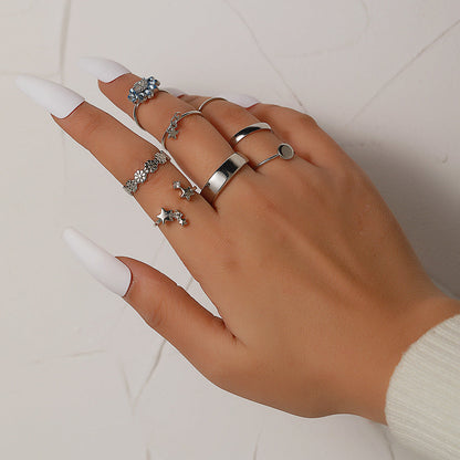 Yang Suit Geometric Rhinestone Pearl Dripping Rings