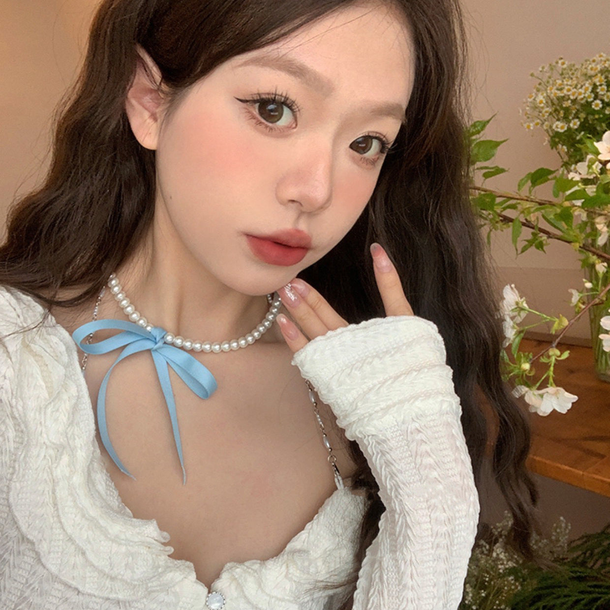 Female Dopamine Elegant Princess Bow Clavicle Necklaces