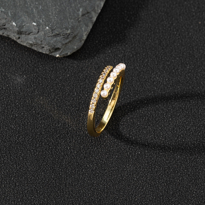 Women's Special Interest Light Luxury Design Pearl Fashion Rings