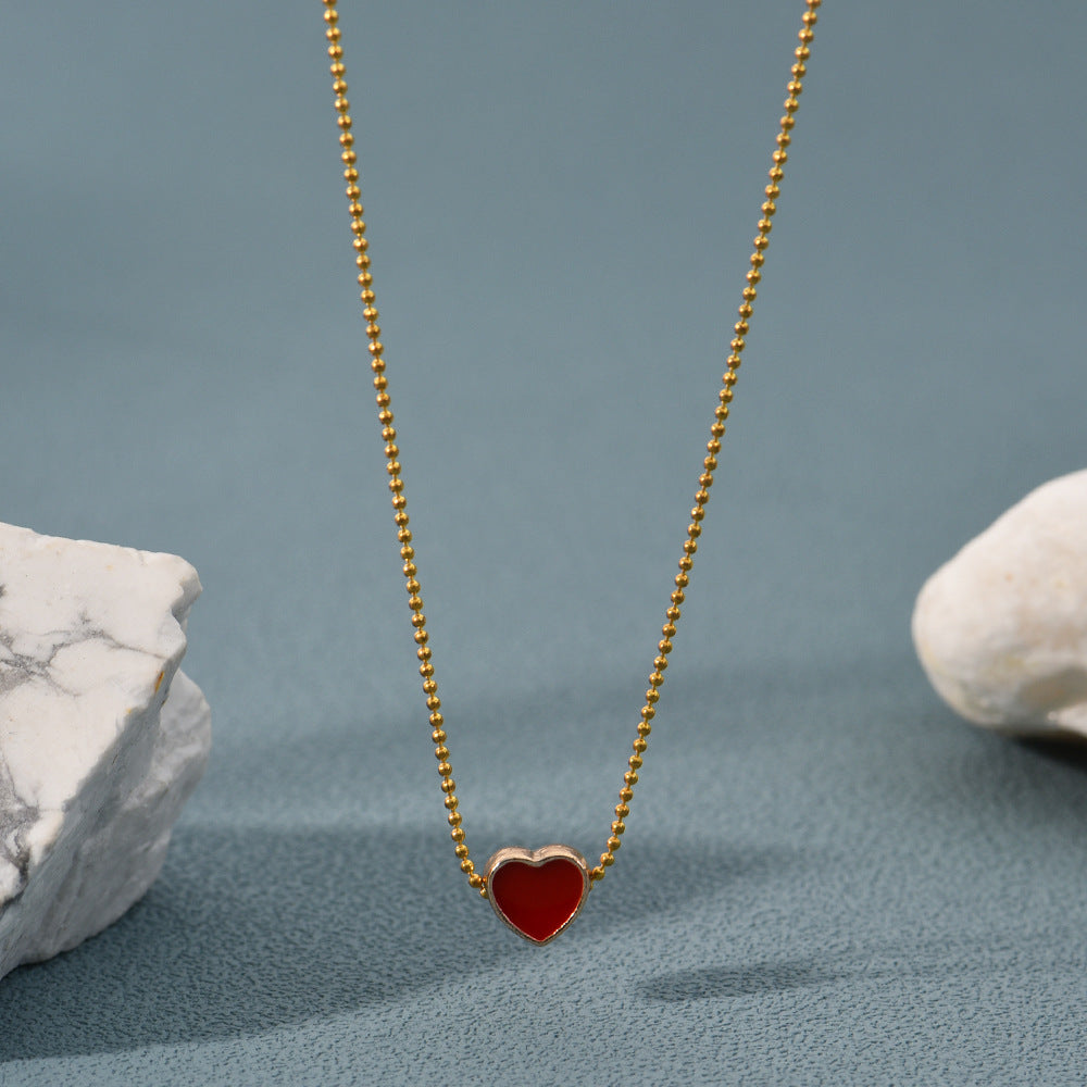 Personalized Oil Drop Peach Heart Pendant Necklaces