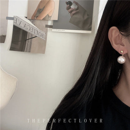 Women's Sier Pearl Korean Style Fashion Ear Earrings