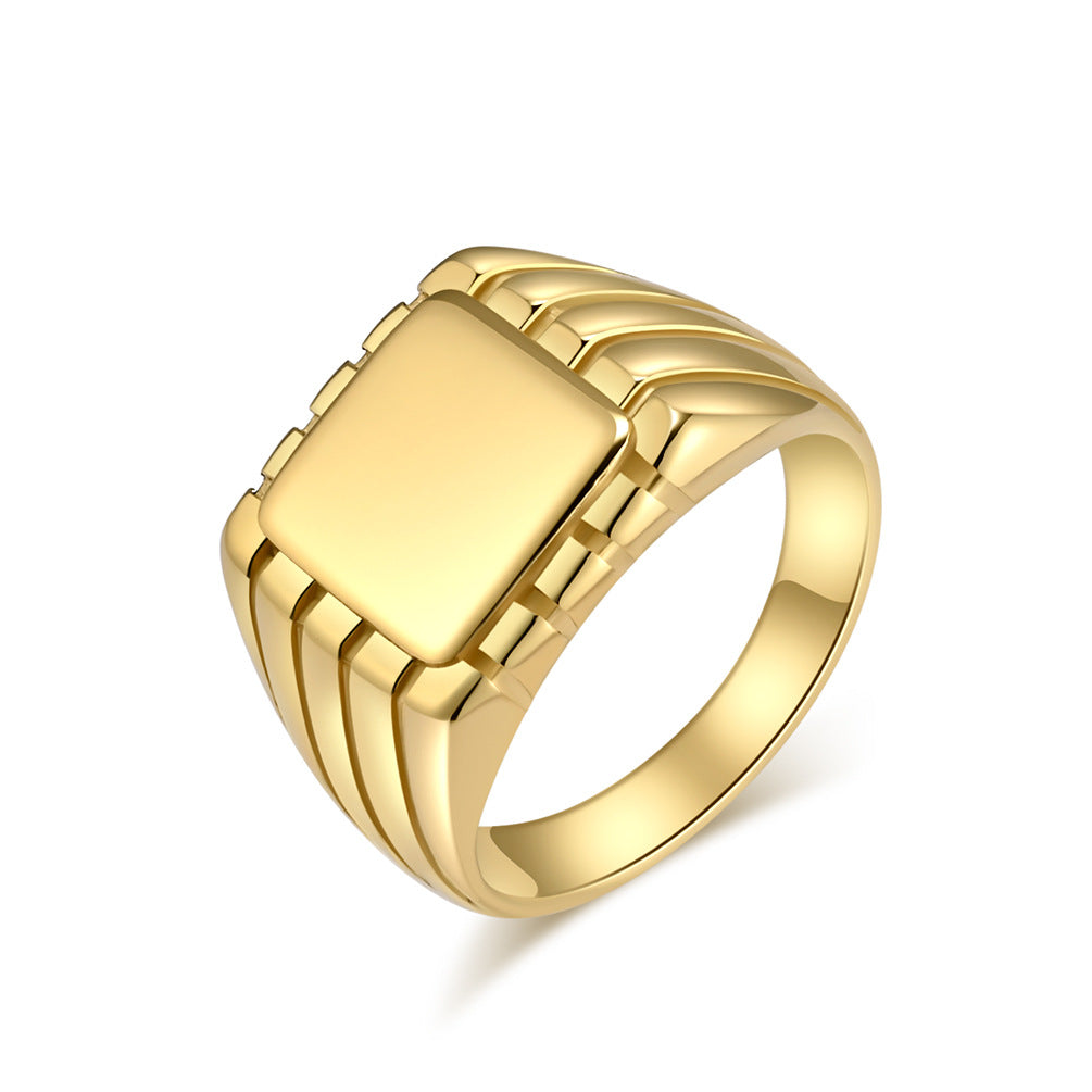 Square Seal Titanium Steel Niche Personality Simple Rings