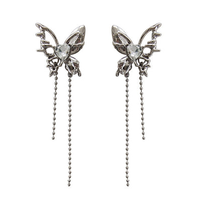 Sier Needle Sweet Cool Irregular Tassel Dignified Hollow Rings