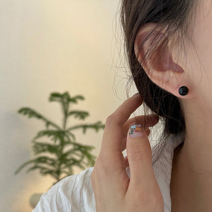 Women's Black Ball Design Sense Niche Retro Earrings