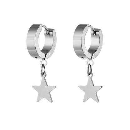 Women's & Men's & Titanium Steel Pentagram Star Pendant Earrings