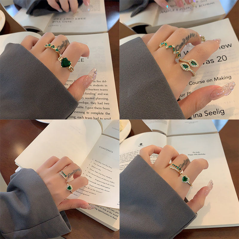 Diamond Love Heart Bow Tie Geometric Rings