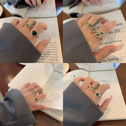 Diamond Love Heart Bow Tie Geometric Rings