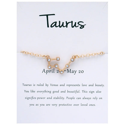 Diamond Twee Constellations Rhinestone Constellation Card Bracelets