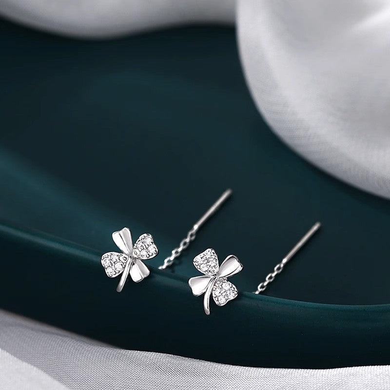 Women's Sier Clover Fashionable Ear Design High Rings