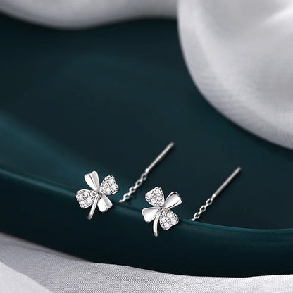 Women's Sier Clover Fashionable Ear Design High Rings