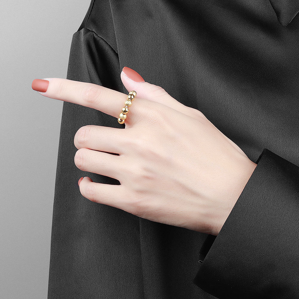 Women's Rotating With Beads Single Circle Adjustable Rings