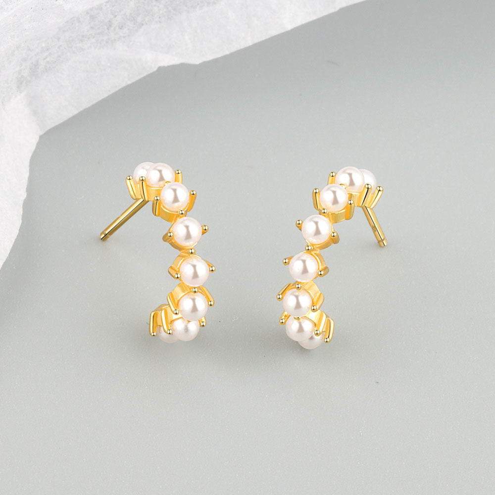 Inlaid Pearl Geometric Trend Semicircle French Earrings