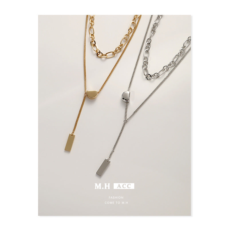 Double Layer Niche Design Square Plate Necklaces