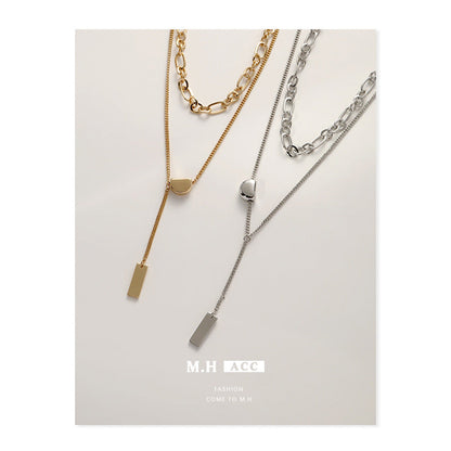 Double Layer Niche Design Square Plate Necklaces