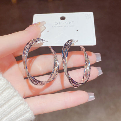 Simple Metal Twisted Ear Light Luxury Earrings