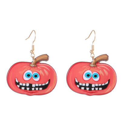 Female Gothic Dark Bat Spider Pumpkin Earrings