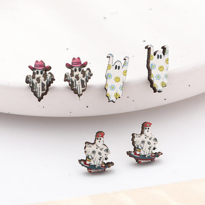 Halloween Pumpkin Funny Personality Creative Ghost Face Earrings