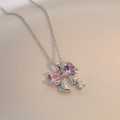 Fan Korean Style Butterfly Full Diamond Necklaces