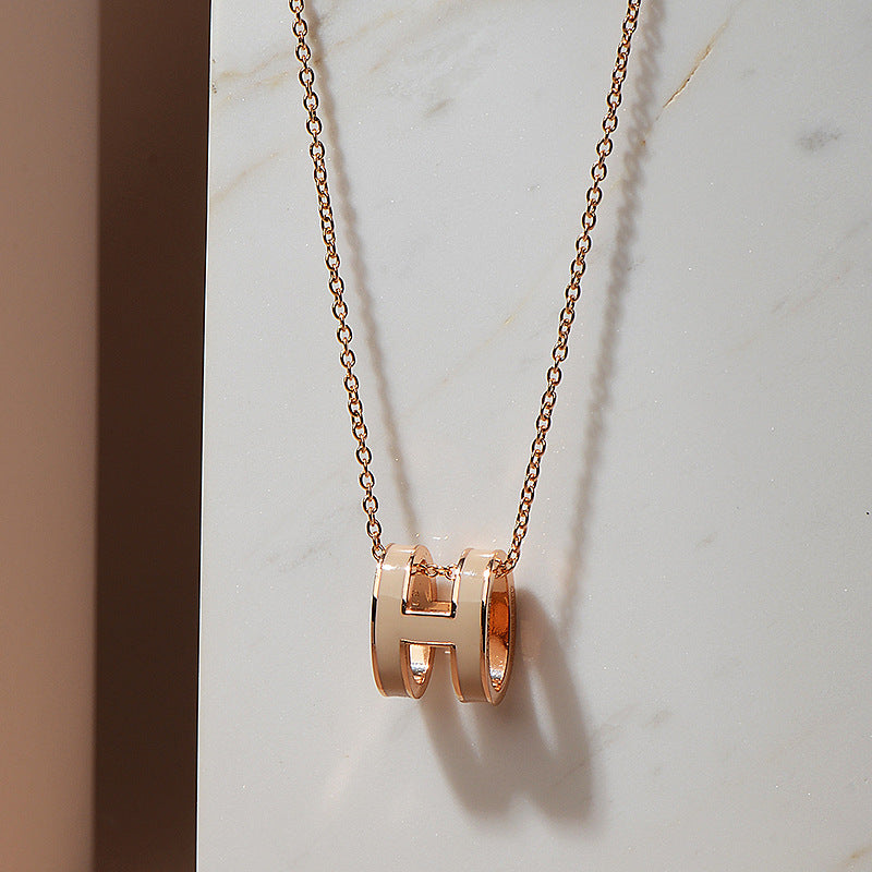 Version Clavicle Chain Enamel Letter Female Oval Rose Gold Necklaces