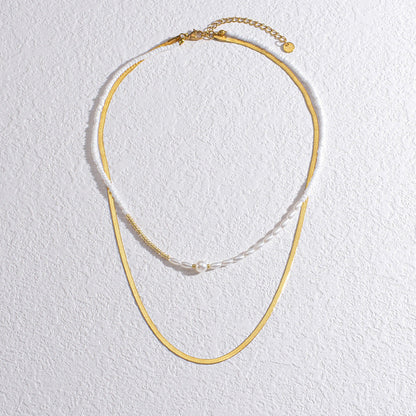 Gold Flat Snake Bones Chain Niche Necklaces