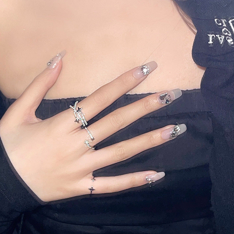 Cross Shining Diamond Zircon Asterism Gemini Rings