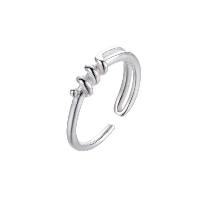 Sier Winding Spiral Female Design Minimalist Irregular Geometric Open Rings