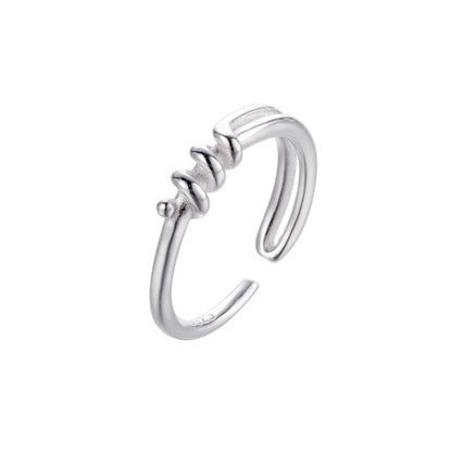 Sier Winding Spiral Female Design Minimalist Irregular Geometric Open Rings