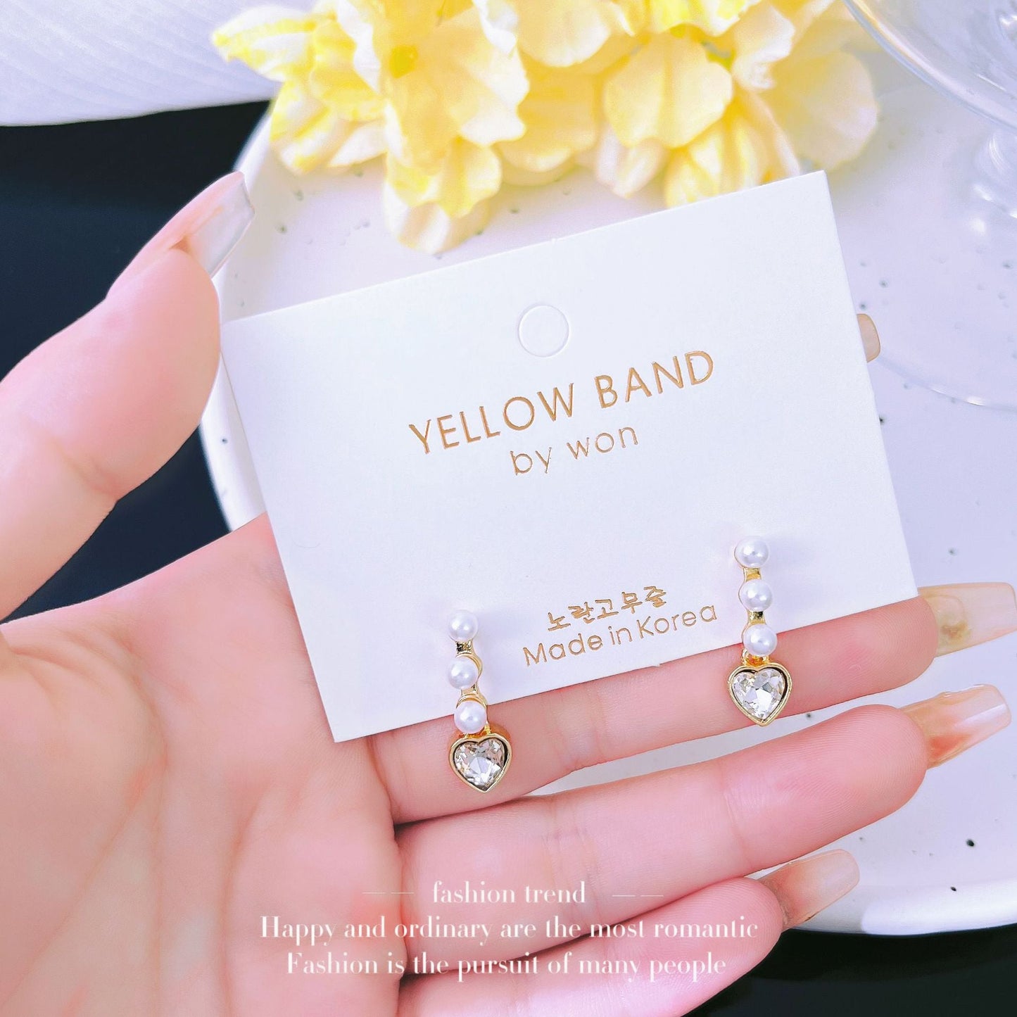 French Style Pearl Heart-shaped Ear High-grade Earrings