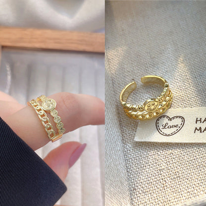 Women's Luxury Fashion Opening Zircon Adjustable Gold Rings