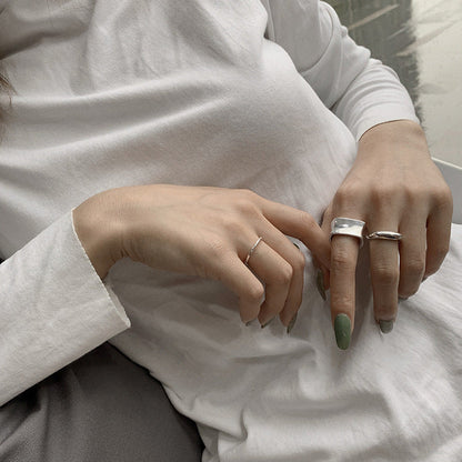 Style Wide Edge Female Sterling Sier Rings