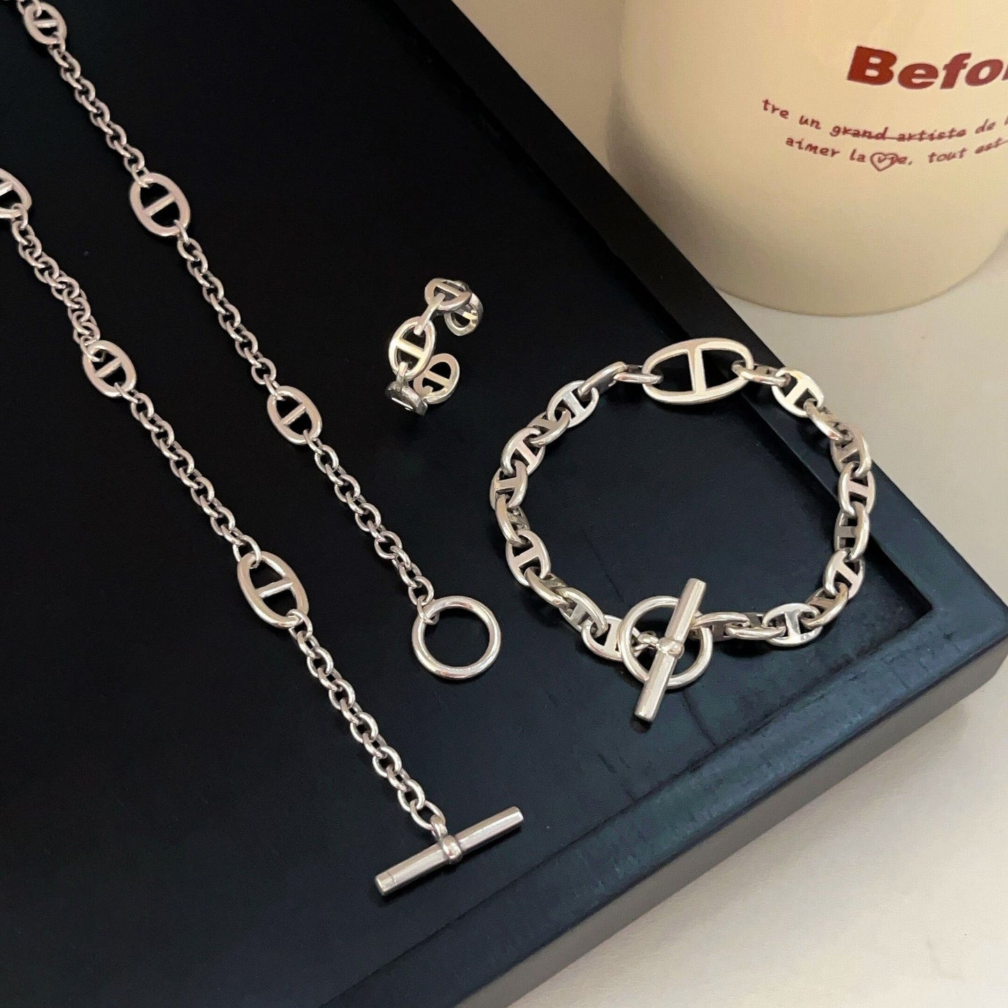 Sterling Sier Simple Interval Pig Nose Collection Necklaces