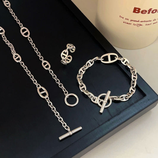 Sterling Sier Simple Interval Pig Nose Collection Necklaces