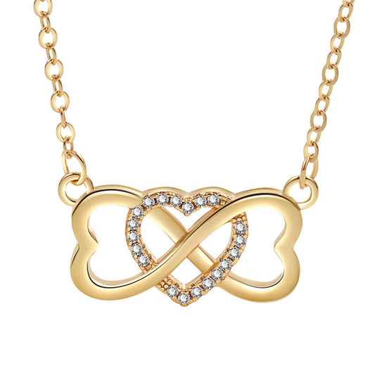 Women's Fashion Gold Heart-shaped Lucky Infinite Eternal Necklaces