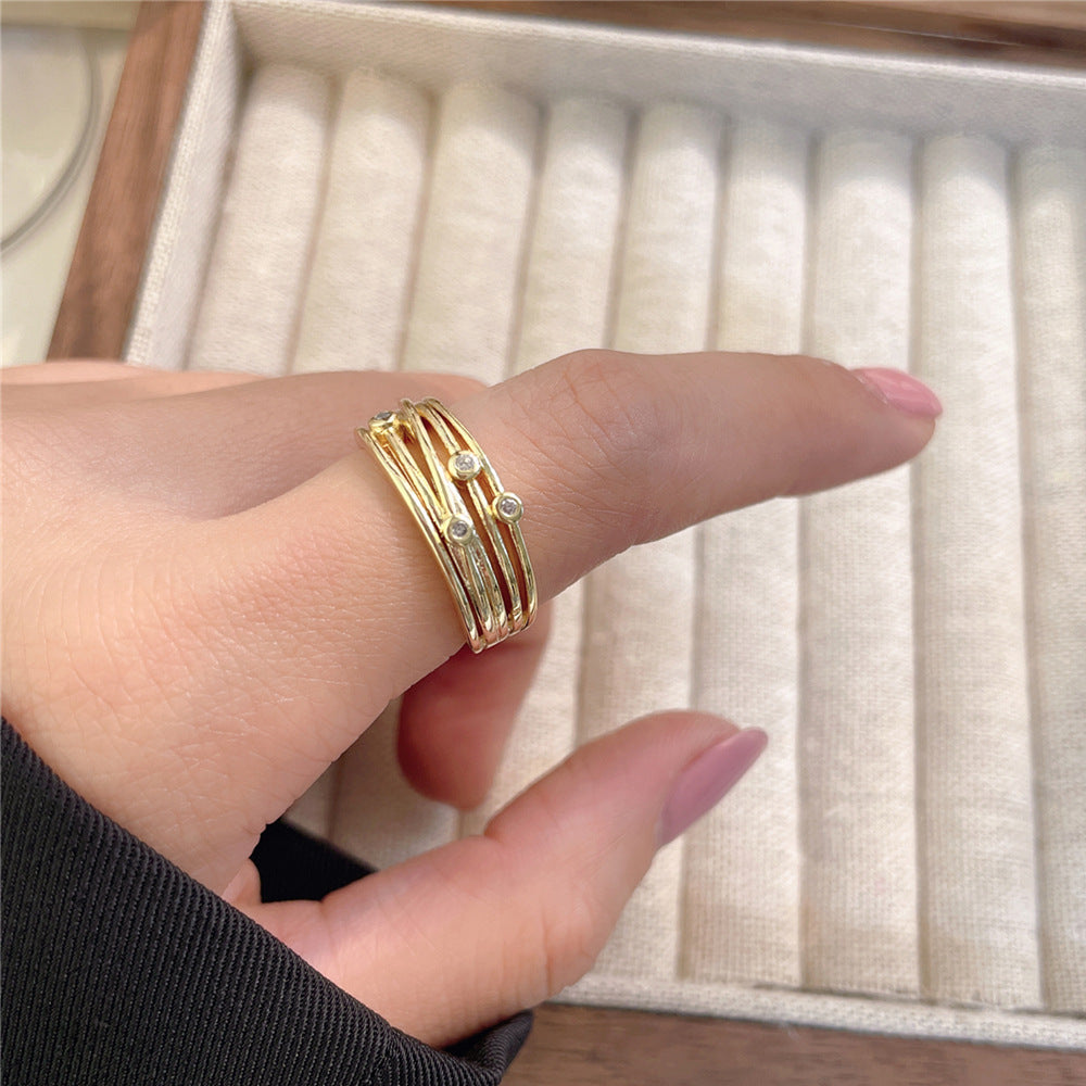 Women's Luxury Fashion Opening Zircon Adjustable Gold Rings