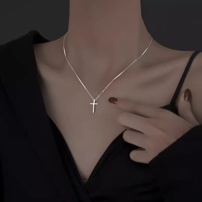Women's Sier Cross Fashionable Niche Design Sweater Clavicle Necklaces