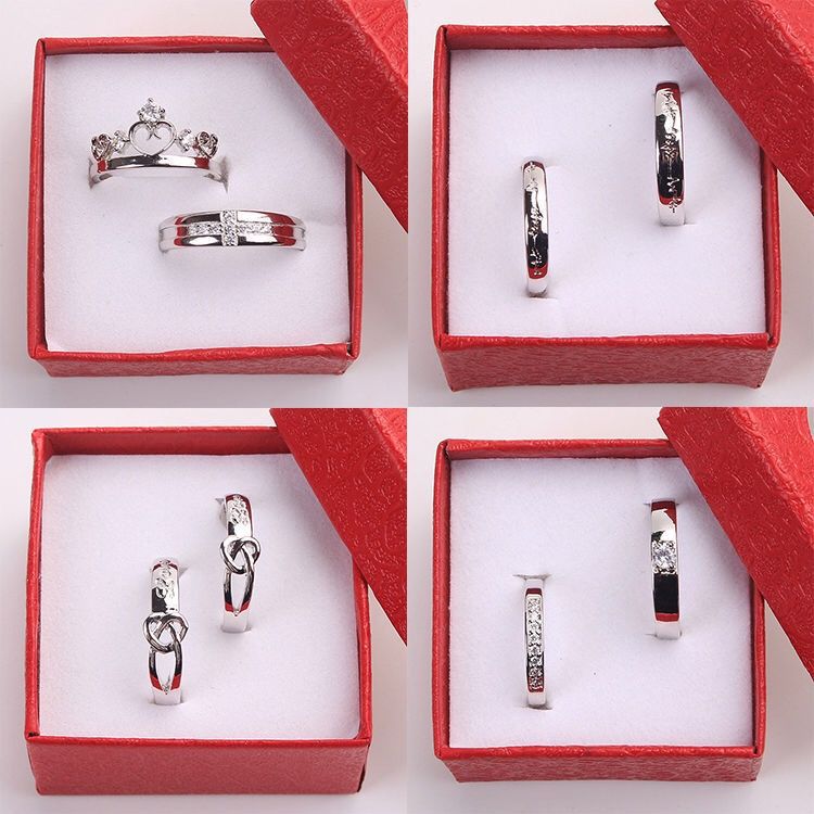 Fake Diamond Couple Wedding Adjustable Mouth Rings