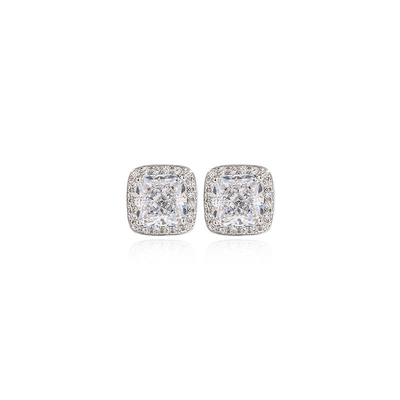 Women's Carbon Diamond Square For Niche Temperament Ice Earrings